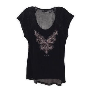 Miss Me Black Embellished Sequin Tunic Top